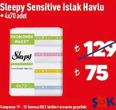 SLEEPY SENSİTİVE ISLAK HAVLU 4X70 ADET indirimli fiyat SLEEPY SENSİTİVE ISLAK HAVLU 4X70 ADET fiyat ve kampanya bilgisi